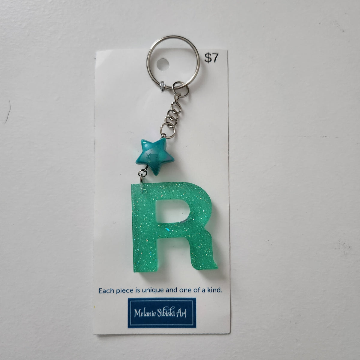 Initial Resin Keychains- Letter R – Blue Bourbon Designs