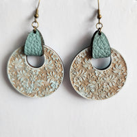 Wood and floral earrings