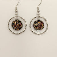 Double circle dangle earrings