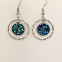 Double circle dangle earrings