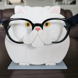 Hand-painted wooden cat eyeglass holder by Blue Bourbon Designs