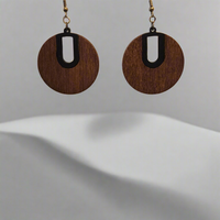Black and wood earrings