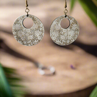 Rustic floral circle earrings