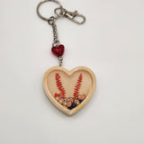 Baseball heart shaker keychain filled with oil and floating charms