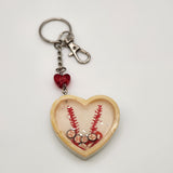 Baseball heart shaker keychain filled with oil and floating charms