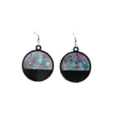 Half circle resin dangle earrings with gold hypoallergenic hooks