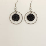 Double circle druzy dangle earrings with 12mm druzy and stainless steel hooks