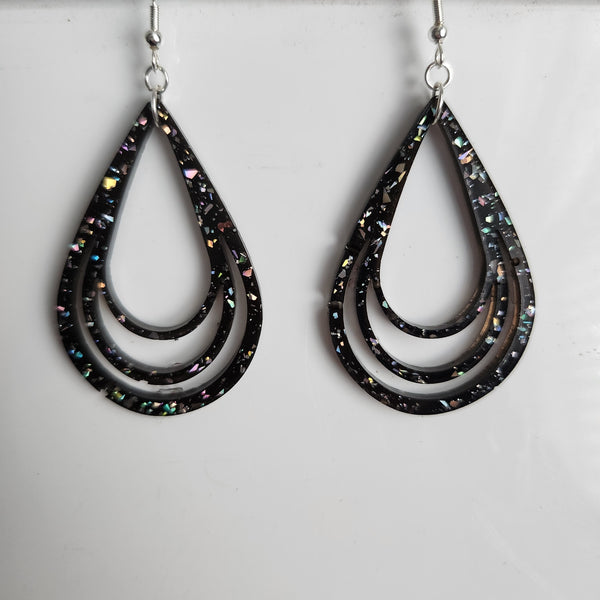Double drop resin earrings on stainless steel hooks in multiple colors