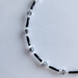 Handmade black and smoky gray glass bead ankle bracelet by Blue Bourbon Designs