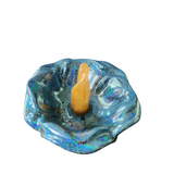 Handmade blue holo resin hibiscus flower ring holder by Blue Bourbon Designs