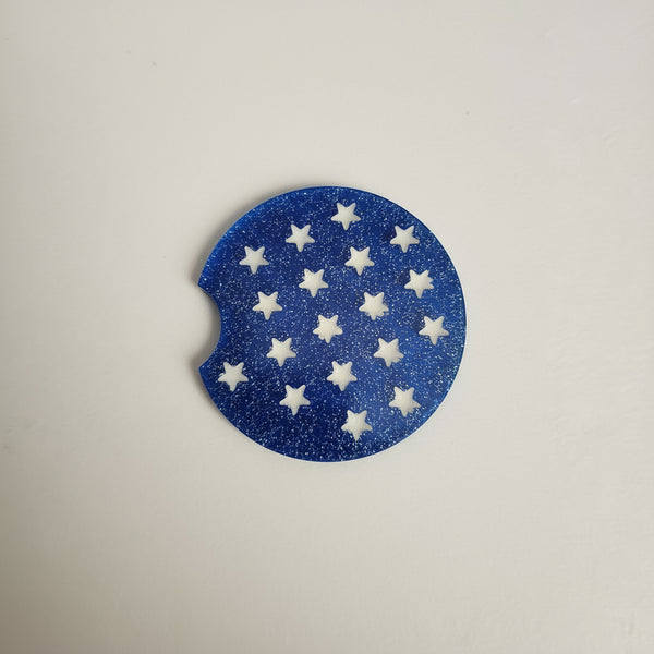2.5 inch blue star resin coaster for vehicle cup holder