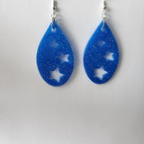 Star teardrop resin earrings on stainless steel hooks in multiple colors