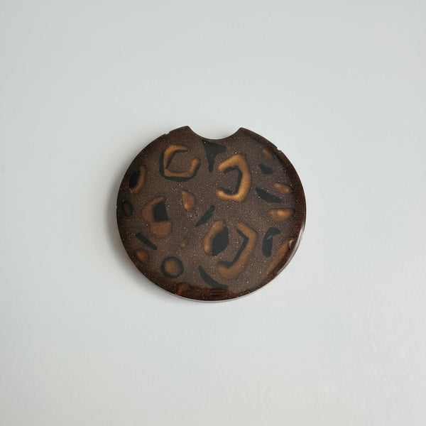 2.5 inch cheetah print resin coaster for vehicle cup holder
