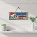 Handmade Chill the 4th Out wall sign with resin Bomb Pop by Blue Bourbon Designs displayed on a wall