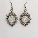 Druzy flower earrings with 12mm center on stainless steel hooks