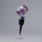 Handmade clear floral resin wine stopper with real dried flowers by Blue Bourbon Designs