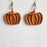 Resin-filled pumpkin earrings, handmade fall jewelry by Blue Bourbon Designs