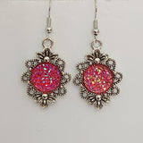 Druzy flower earrings with 12mm center on stainless steel hooks