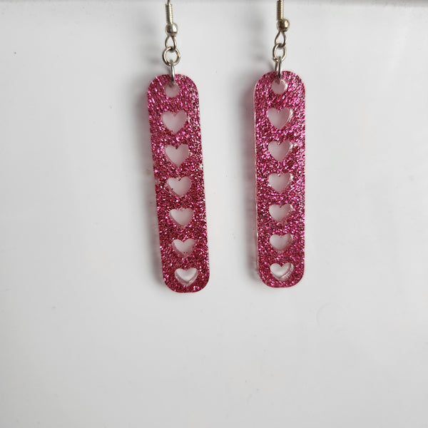 Resin dangle heart earrings on stainless steel hooks in multiple colors