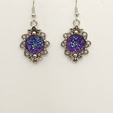 Druzy flower earrings with 12mm center on stainless steel hooks