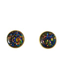 Limited edition 12mm dichroic stud earrings sealed in resin on stainless steel posts