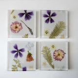 floral resin coasters set of four, handmade by Blue Bourbon Designs