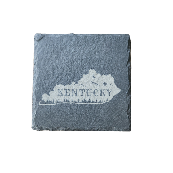Engraved slate coasters made  by Blue Bourbon Designs