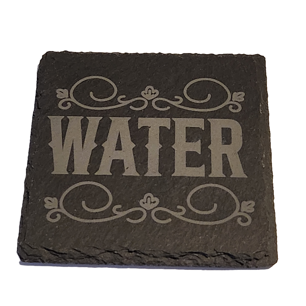 Engraved slate coasters made by Blue Bourbon Designs