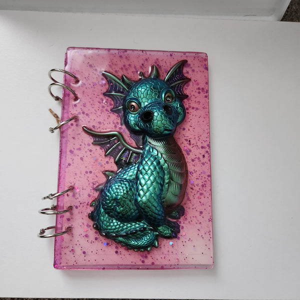 Handcrafted dragon  resin notebook with refillable A5 pages by Blue Bourbon Designs