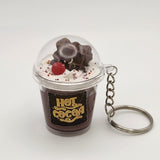 Faux drink resin keychain with domed lid and faux frosting