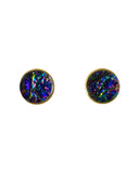 Limited edition 12mm dichroic stud earrings sealed in resin on stainless steel posts