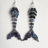 Segmented mermaid tail acrylic dangle earrings with articulated movement