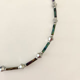Adjustable 8.25 to 10.25 inch silver-tone anklet with iridescent beads