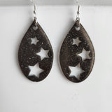 Star teardrop resin earrings on stainless steel hooks in multiple colors