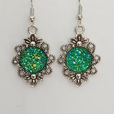 Druzy flower earrings with 12mm center on stainless steel hooks