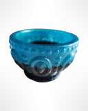 Handmade half blue, half black  resin trinket bowl for jewelry or makeup pads by Blue Bourbon Designs