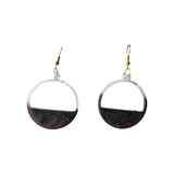Half circle resin dangle earrings with gold hypoallergenic hooks