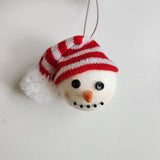 Handcrafted snowman ornament with snowy texture and glitter hat by Blue Bourbon Designs