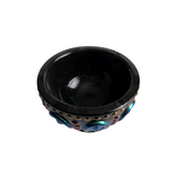 Handmade resin trinket bowl for jewelry or makeup pads by Blue Bourbon Designs inside look of bowl