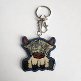 Hand-painted resin Highland cow keychain with clear resin topcoat