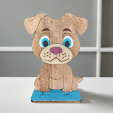 Cute dog glasses stand made from laser-cut wood, handmade and painted