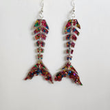 Segmented mermaid tail acrylic dangle earrings with articulated movement