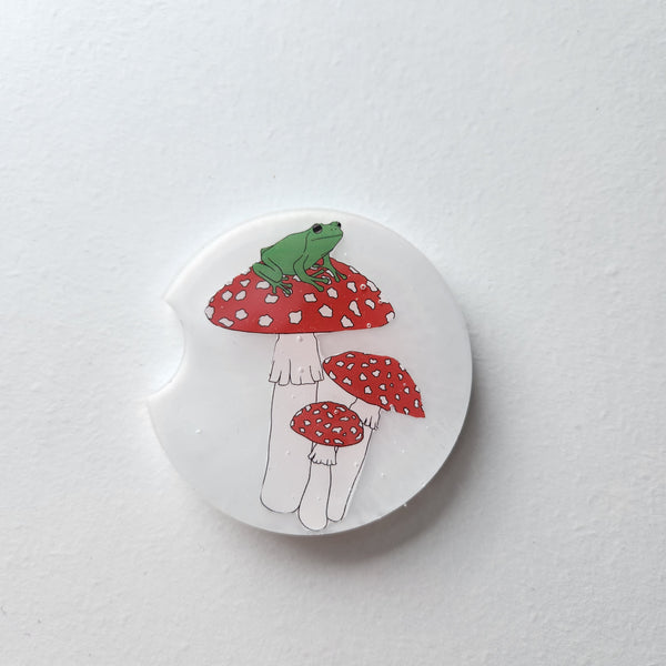 2.5 inch resin mushroom design coaster for vehicle cup holder