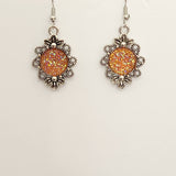 Druzy flower earrings with 12mm center on stainless steel hooks