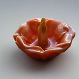 Handmade orange resin hibiscus flower ring holder by Blue Bourbon Designs