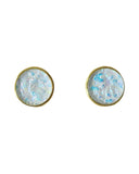 Limited edition 12mm dichroic stud earrings sealed in resin on stainless steel posts