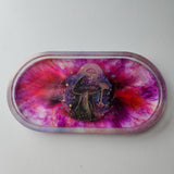 Handmade pink and purple oval resin trinket tray by Blue Bourbon Designs