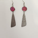 Druzy daisy dangle earrings with 12mm druzy and stainless steel daisy charm