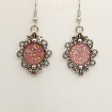 Druzy flower earrings with 12mm center on stainless steel hooks