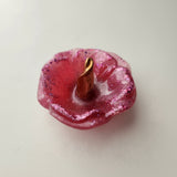 Handmade pink resin hibiscus flower ring holder by Blue Bourbon Designs